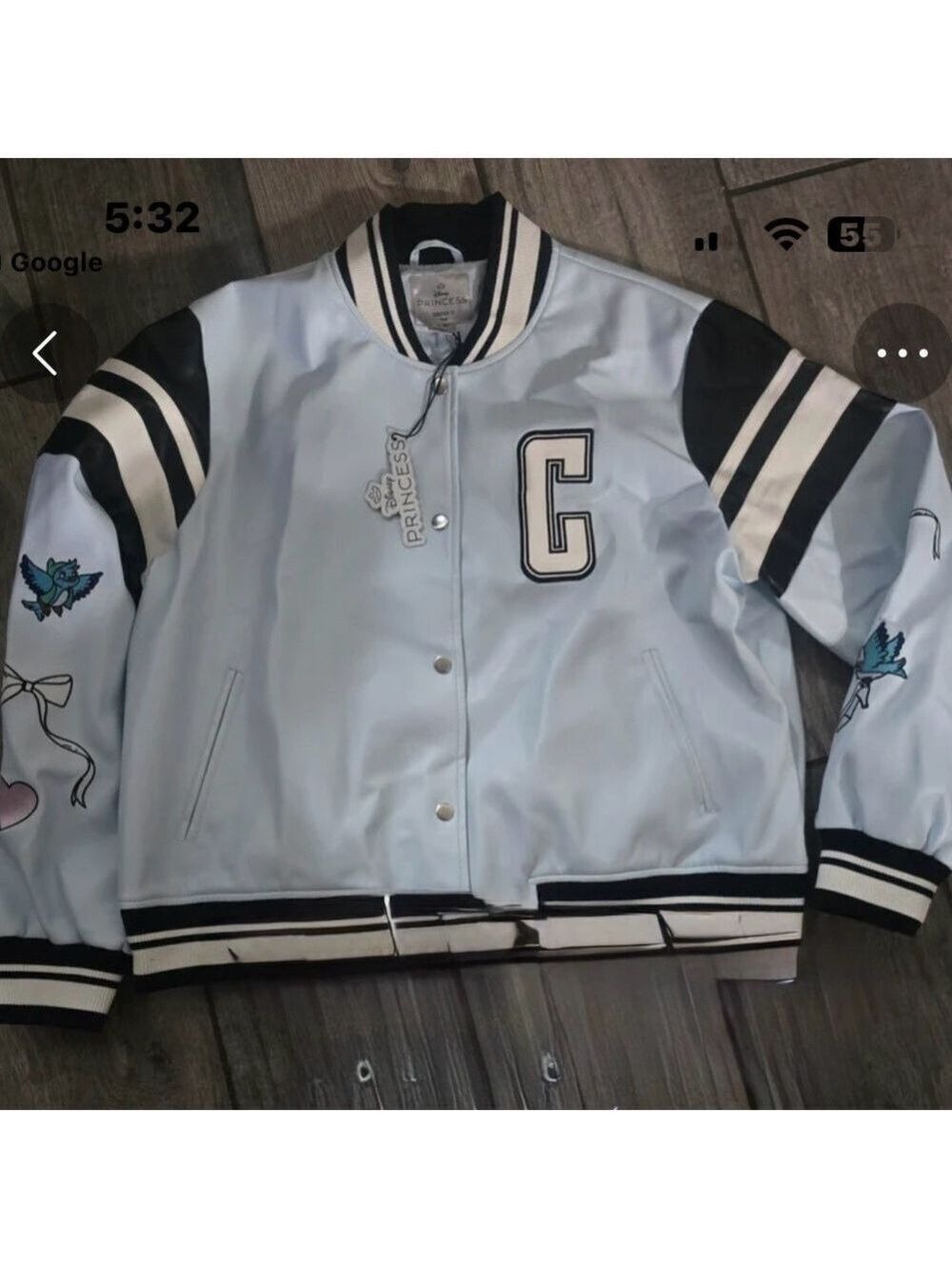 Disney Cinderella Varsity Bomber Jacket Blue Large - Picture 3 of 7